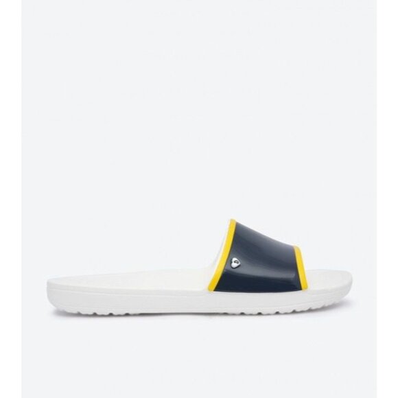 Crocs X Drew Barrymore Sloane Slide Navy Yellow Stripe White Base Womens Size 8 - Picture 3 of 12